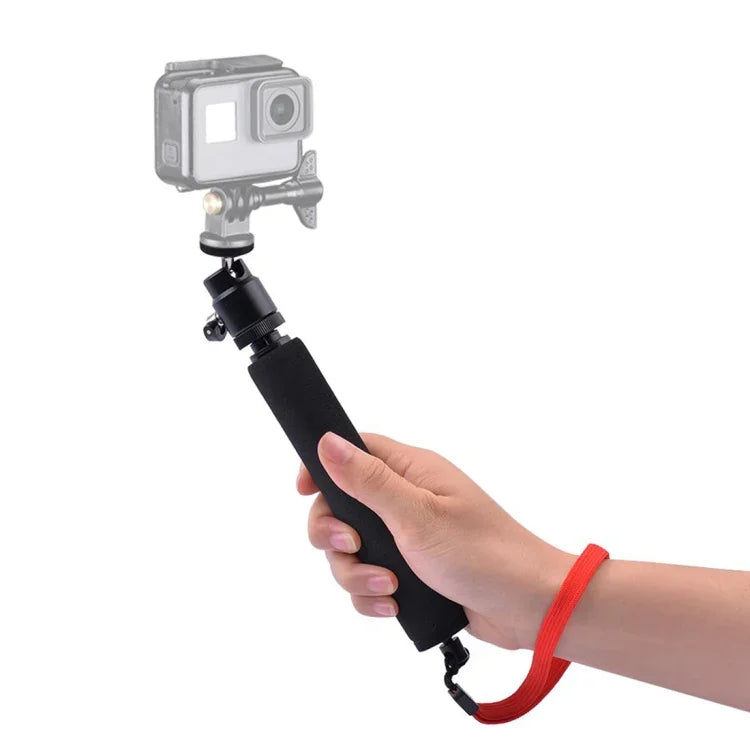 عصا سيلفي دوارة 360 درجة عالمية مع حبل أحمر لـ Gopro، هاتف محمول، كاميرات مدمجة مع فتحة ملولبة 1/4، الطول: 210 مم - 525 مم، الطول: 21-52 سم