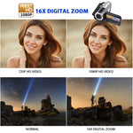 كاميرا فيديو رقمية بدقة 1280x720P HD مع تكبير رقمي 16X، 16.0 ميجابكسل، شاشة LCD بحجم 2.0 بوصة