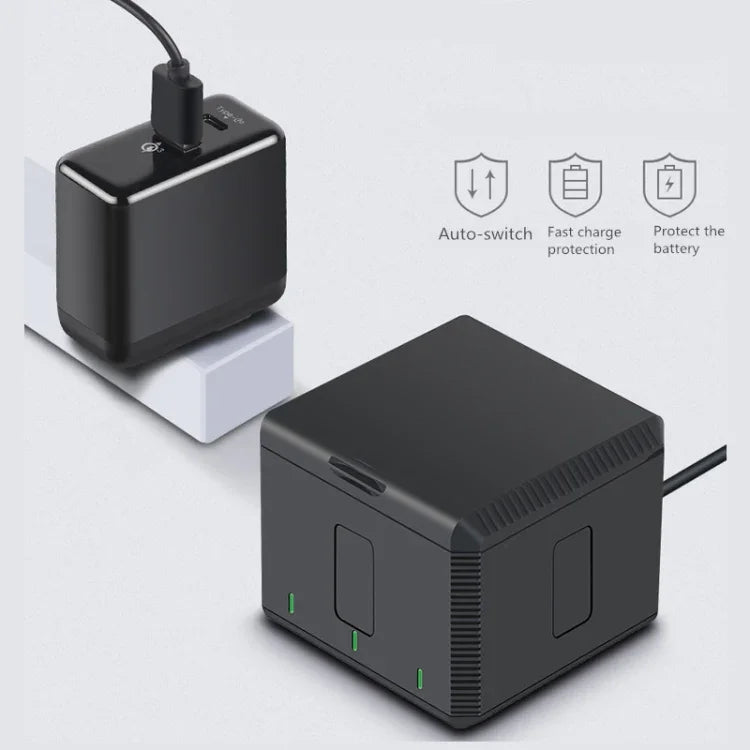 RUIGPRO USB Triple Batteries Housing Charger Box with LED Indicator Light for DJI OSMO Action 1, Charger Box
