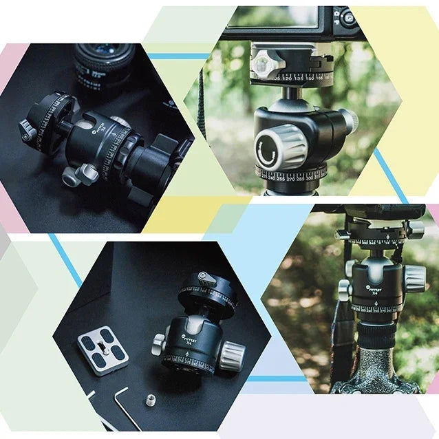 رأس كرة بانورامي منخفض مركز الثقل عالي القوة مع لوحة تحرير سريعة لكاميرات DSLR والرقمية، حمولة قصوى 10 كجم، YT040 X4