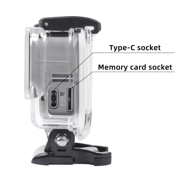 حافظة هيكلية جانبية مجوفة مع مشبك وقاعدة تثبيت أساسية وبرغي لكاميرات GoPro HERO7 White /Silver، جانبي مجوف