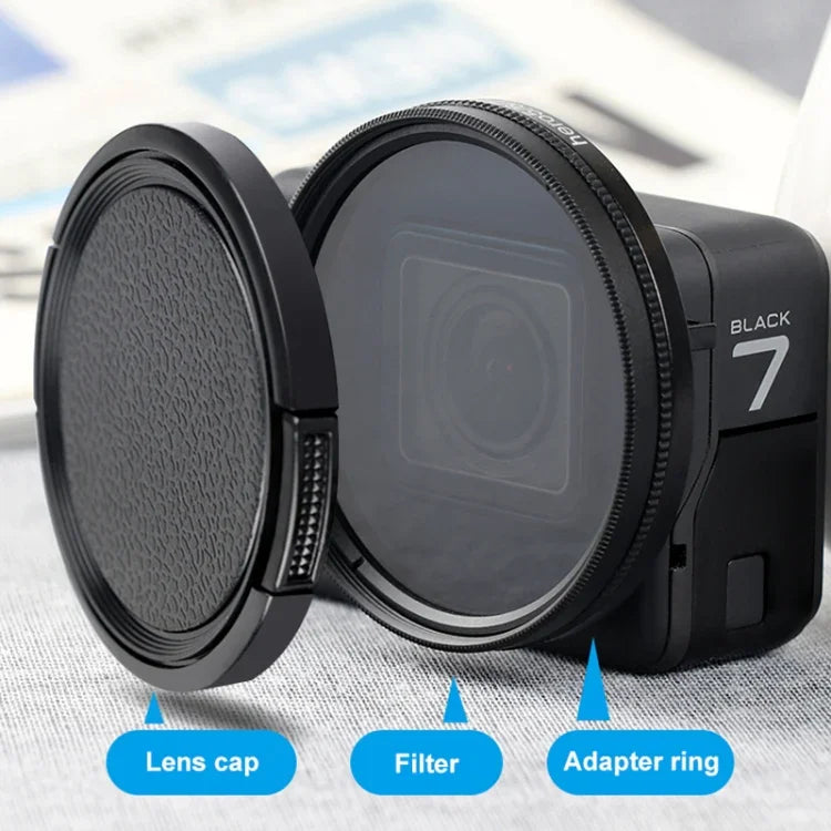 RUIGPRO فلتر عدسة UV بحجم 52 مم لكاميرات GoPro HERO 7/6/5 مع حلقة محول فلتر وغطاء عدسة، فلتر عدسة UV