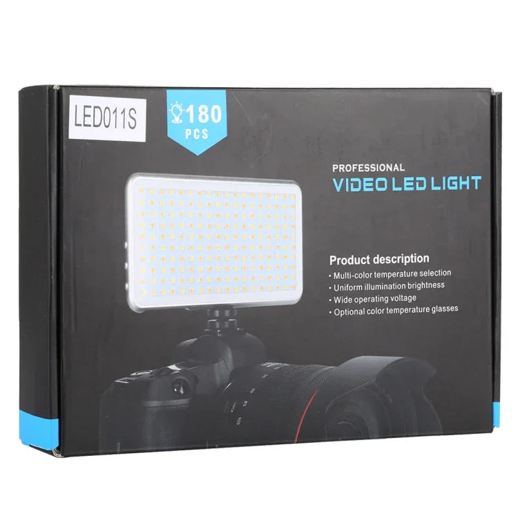 LED011S Pocket 180 مصباح LED احترافي للتدوين المرئي والتصوير الفوتوغرافي مع شاشة OLED وحامل محول حذاء بارد لكاميرات كانون / نيكون DSLR، 180 LED