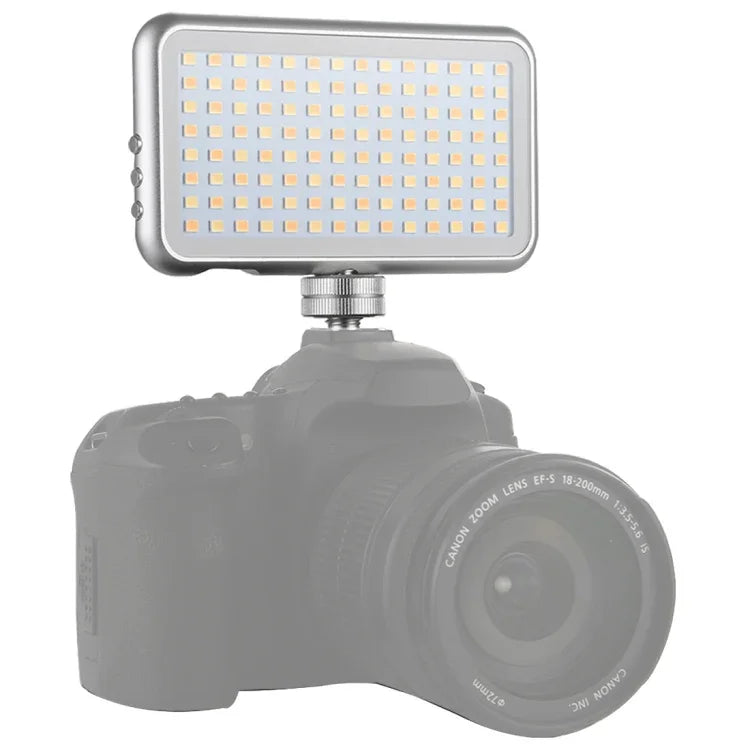 LED-013 Pocket 112 مصباح LED احترافي للتدوين المرئي والتصوير الفوتوغرافي مع شاشة OLED وحامل محول حذاء بارد لكاميرات كانون / نيكون DSLR، 112 LED