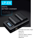 بطارية كاميرا رقمية LP-E6 وشاحن LCD رقمي لسلسلة كانون، LP-E6