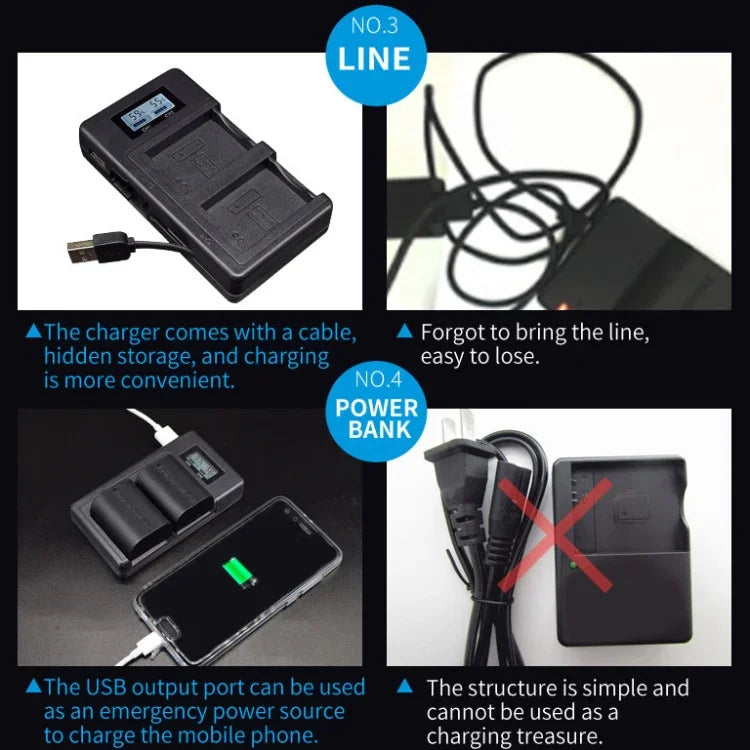 بطارية كاميرا رقمية LP-E6 وشاحن LCD رقمي لسلسلة كانون، LP-E6