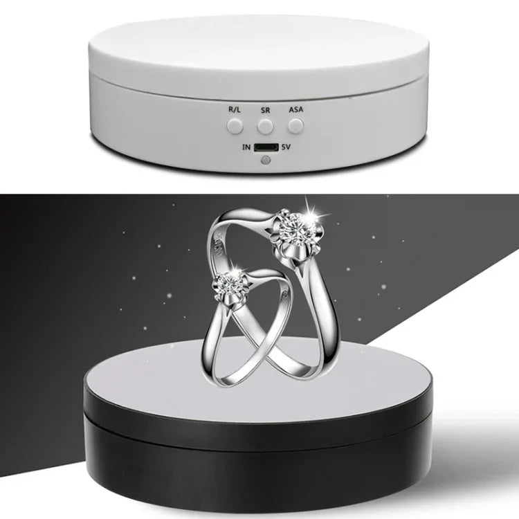 قاعدة عرض ذكية دوارة بزاوية 360 درجة بشحن USB بحجم 13.8 سم، دعامة تصوير فيديو، تتحمل 3 كجم