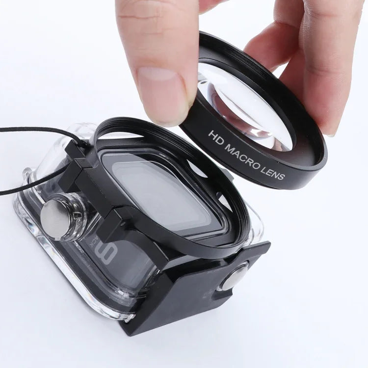 فلتر ماكرو 16X بحجم 58 مم مع حافظة غوص مقاومة للماء من RUIGPRO لـ GoPro HERO8 مع حلقة محول فلتر وغطاء عدسة
