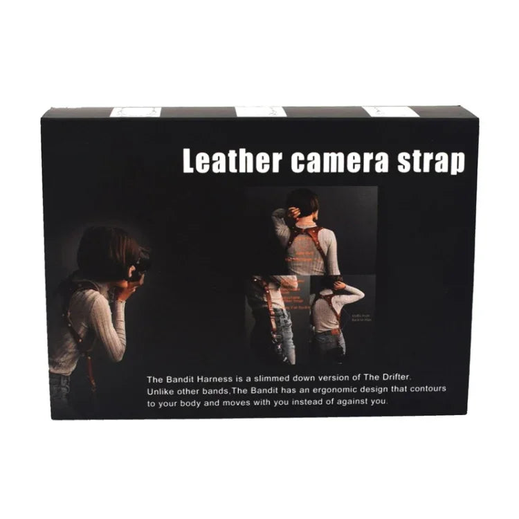 حزام كاميرا جلدي مزدوج الكتف مقاوم للانزلاق مع خطاف معدني لكاميرات SLR / DSLR، مزدوج الكتف (بني)، مزدوج الكتف (أسود)