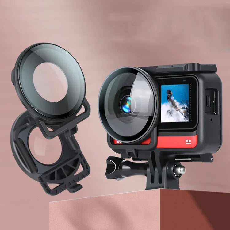 غطاء زجاجي واقي لحماية العدسة لكاميرا Insta360one R بانورامية مع إطار، لـ Insta360 One R
