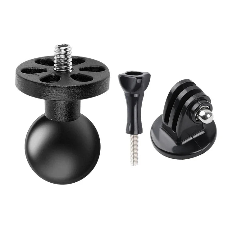 حامل تثبيت برأس كروي 25 مم مع برغي 1/4 بوصة ومحول حامل ثلاثي الأرجل لكاميرات الحركة GoPro وInsta360 وDJI وغيرها، برغي 1/4 بوصة رأس كروي 25 مم