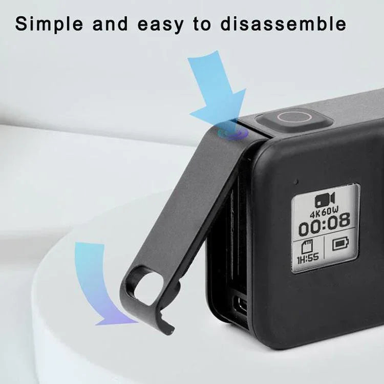 غطاء بطارية قابل لإعادة الشحن لكاميرا رياضية لغطاء جانبي لكاميرا GoPro HERO8، لـ GoPro HERO8