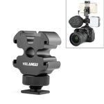 YELANGU YLG0601A A68 محول حامل حذاء بارد بثلاث رؤوس لمايكروفون وفلاش معدني، YELANGU A68 حامل حذاء بارد بثلاث رؤوس