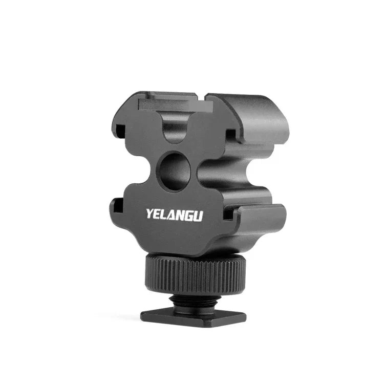 YELANGU YLG0601A A68 محول حامل حذاء بارد بثلاث رؤوس لمايكروفون وفلاش معدني، YELANGU A68 حامل حذاء بارد بثلاث رؤوس