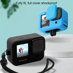 غطاء حماية سيليكون مع حزام معصم وغطاء عدسة لـ GoPro HERO10 Black / HERO9 Black، لـ GoPro HERO10 Black