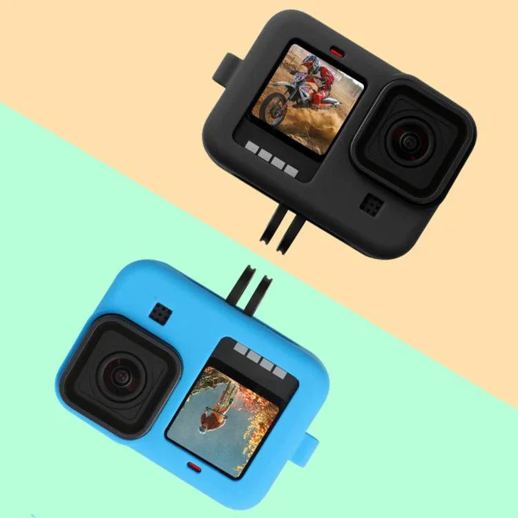 غطاء حماية سيليكون مع حزام معصم وغطاء عدسة لـ GoPro HERO10 Black / HERO9 Black، لـ GoPro HERO10 Black