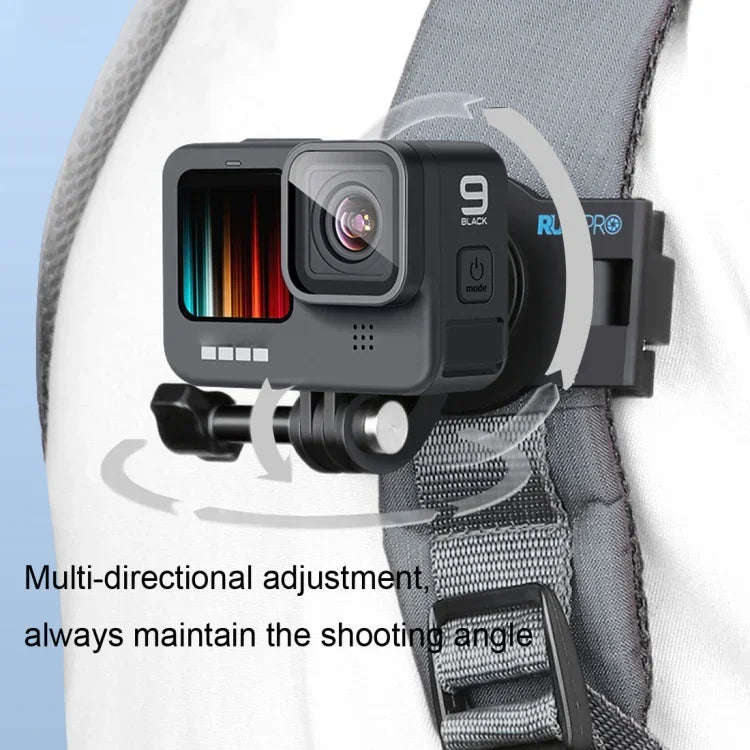 حامل حزام دوار سريع التحرير بزاوية 360 درجة للكتف لحمل حقيبة ظهر لكاميرات GoPro وInsta360 وDJI وغيرها من كاميرات الحركة من RUIGPRO