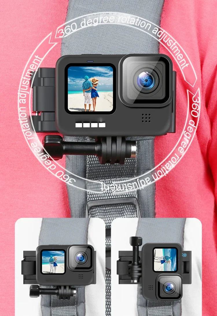 حامل حزام دوار سريع التحرير بزاوية 360 درجة للكتف لحمل حقيبة ظهر لكاميرات GoPro وInsta360 وDJI وغيرها من كاميرات الحركة من RUIGPRO