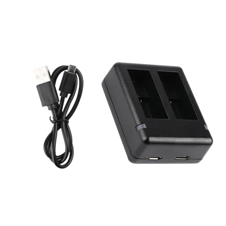 شاحن بطاريتين USB مع كابل وضوء مؤشر لـ GoPro HERO9 Black / HERO10 Black / HERO11 Black / HERO12 Black، لـ GoPro HERO9 Black