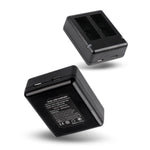 شاحن بطاريتين USB مع كابل وضوء مؤشر لـ GoPro HERO9 Black / HERO10 Black / HERO11 Black / HERO12 Black، لـ GoPro HERO9 Black