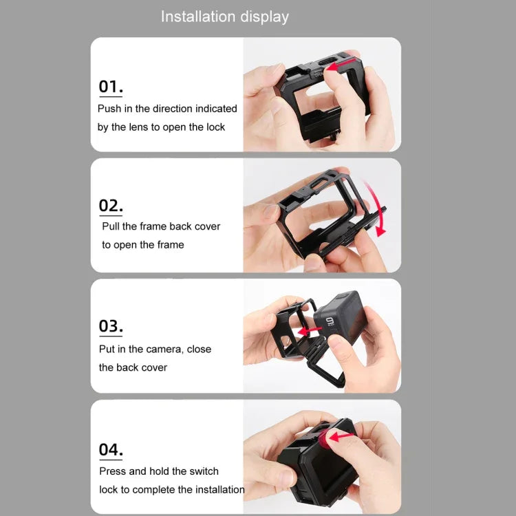 غطاء حماية إطار بلاستيكي ABS مع مشبك قاعدة وبرغي أساسي لـ GoPro HERO10 Black / HERO9 Black، إطار بلاستيكي ABS