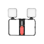 YELANGU PC201 YLG1801A مجموعة حامل بلاستيكي لمثبت فيديو للهاتف الذكي مع إضاءة LED للبث المباشر والتصوير الذاتي، PC201