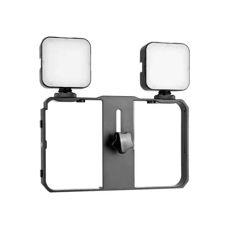 YELANGU PC201 YLG1801A مجموعة حامل بلاستيكي لمثبت فيديو للهاتف الذكي مع إضاءة LED للبث المباشر والتصوير الذاتي، PC201