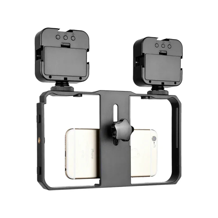 YELANGU PC201 YLG1801A مجموعة حامل بلاستيكي لمثبت فيديو للهاتف الذكي مع إضاءة LED للبث المباشر والتصوير الذاتي، PC201