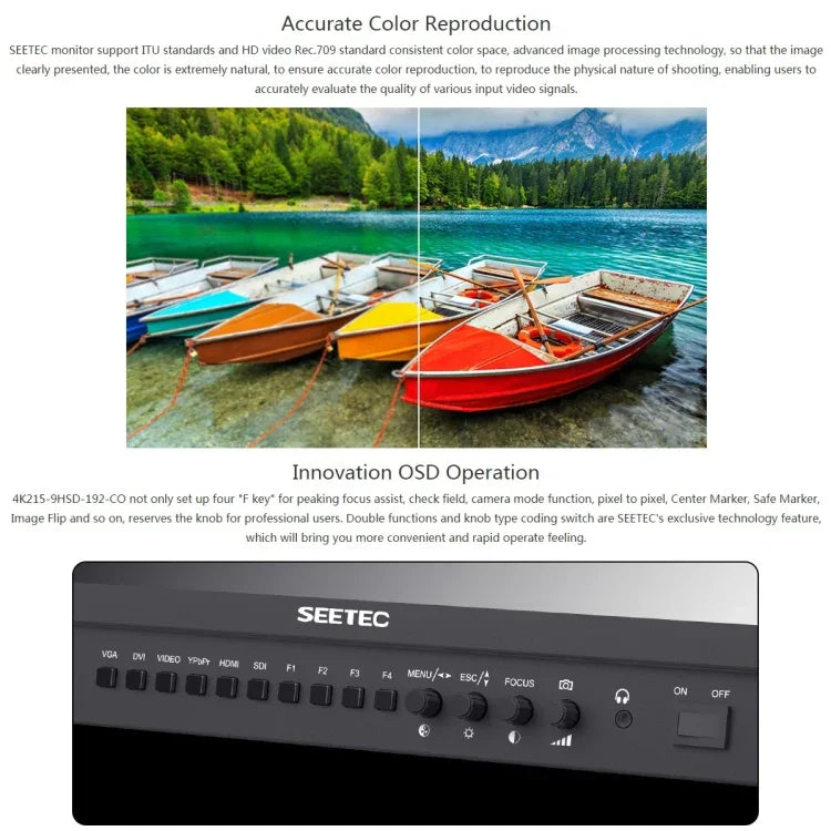 شاشة مراقبة ميدانية SEETEC 4K215-9HSD-CO بدقة 1920x1080 بحجم 21.5 بوصة SDI / HDMI Full HD لصندوق المخرج، 4K215-9HSD-CO