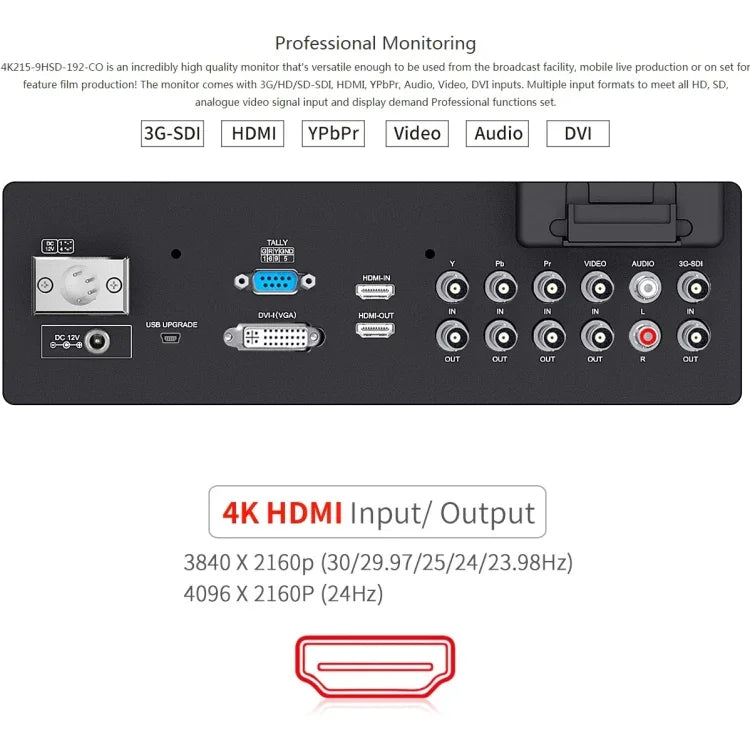 شاشة مراقبة ميدانية SEETEC 4K215-9HSD-CO بدقة 1920x1080 بحجم 21.5 بوصة SDI / HDMI Full HD لصندوق المخرج، 4K215-9HSD-CO