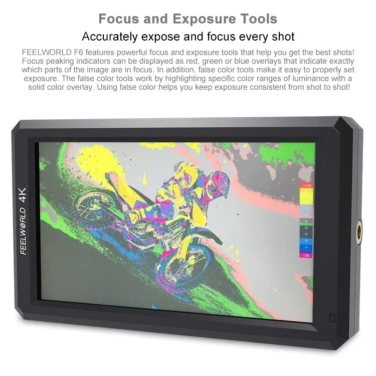 شاشة مراقبة ميدانية للكاميرا FEELWORLD F6 بقياس 5.5 بوصة بدقة 1920x1080 IPS مع مدخل HDMI 4K، F6