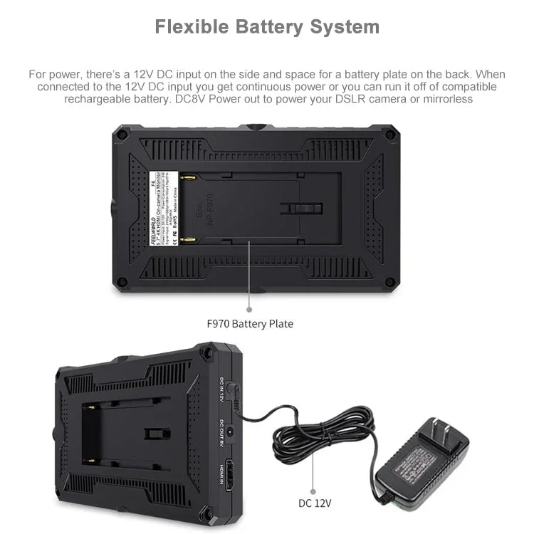 شاشة مراقبة ميدانية للكاميرا FEELWORLD F6 بقياس 5.5 بوصة بدقة 1920x1080 IPS مع مدخل HDMI 4K، F6