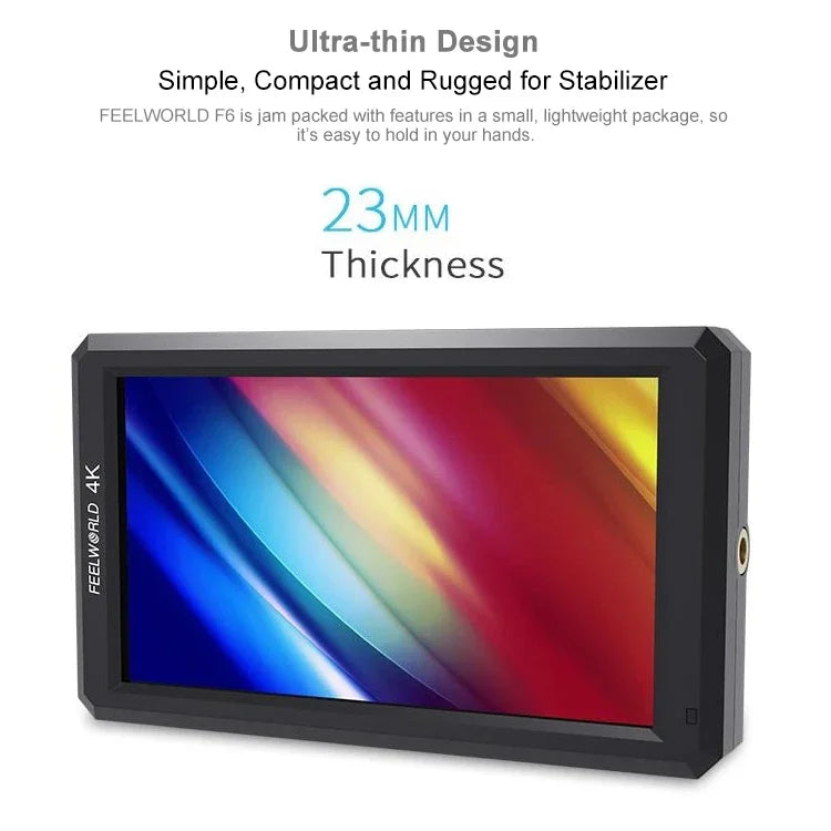 شاشة مراقبة ميدانية للكاميرا FEELWORLD F6 بقياس 5.5 بوصة بدقة 1920x1080 IPS مع مدخل HDMI 4K، F6