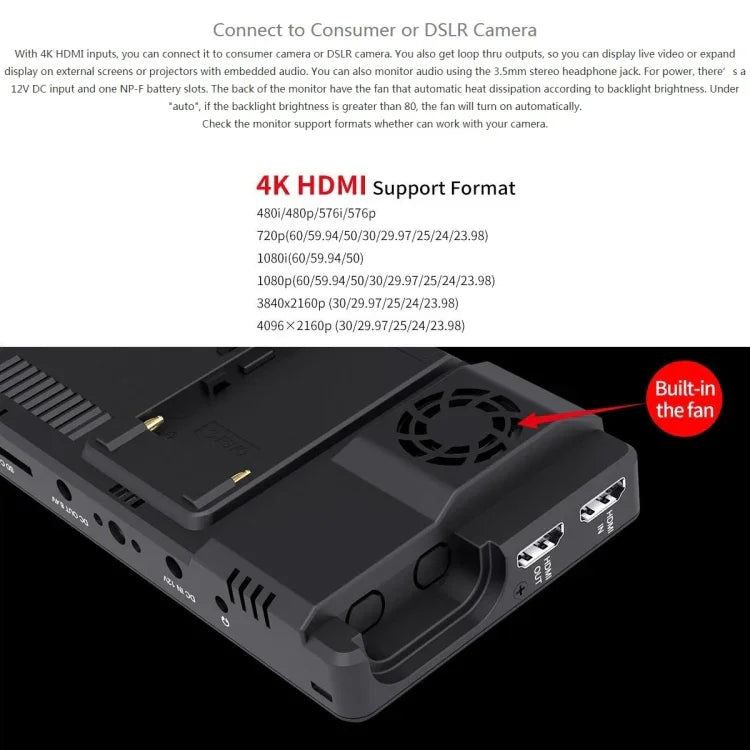 شاشة مراقبة ميدانية للكاميرا FEELWORLD LUT6 بدقة 1920x1080، 2600 نتس، 6 بوصة IPS، HDMI، تحكم باللمس، LUT6