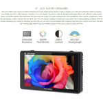 شاشة مراقبة ميدانية للكاميرا FEELWORLD LUT6 بدقة 1920x1080، 2600 نتس، 6 بوصة IPS، HDMI، تحكم باللمس، LUT6