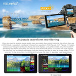 شاشة مراقبة ميدانية FEELWORLD LUT6S بدقة 1920x1080، 2600 نتس، 6 إنش IPS، HDMI، شاشة لمس 4K، SDI HDI، شاشة كاميرا، LUT6S
