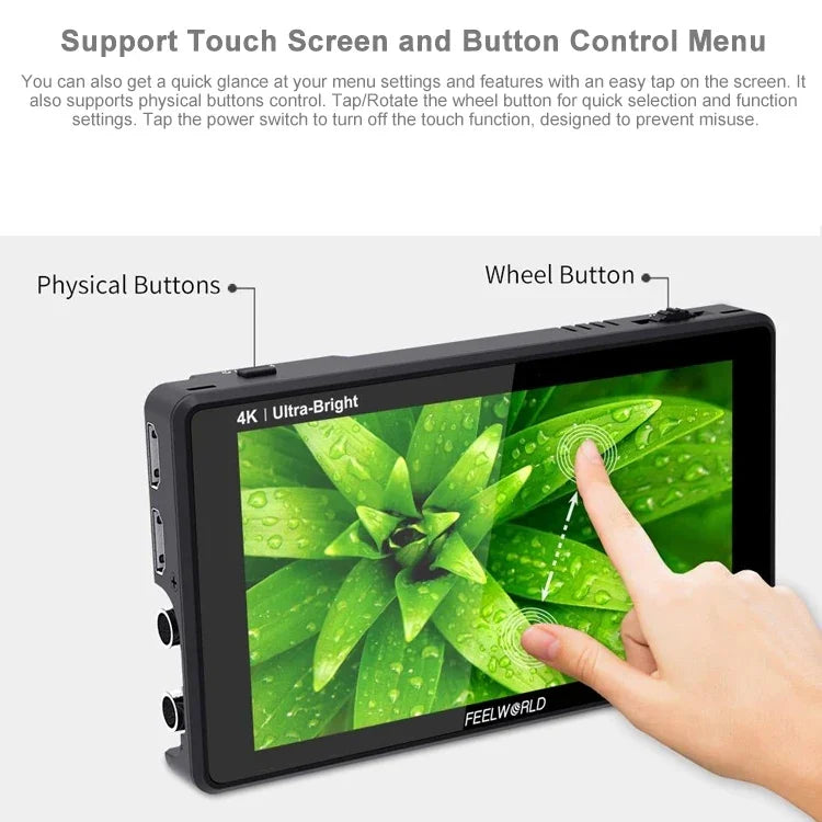 شاشة مراقبة ميدانية FEELWORLD LUT6S بدقة 1920x1080، 2600 نتس، 6 إنش IPS، HDMI، شاشة لمس 4K، SDI HDI، شاشة كاميرا، LUT6S