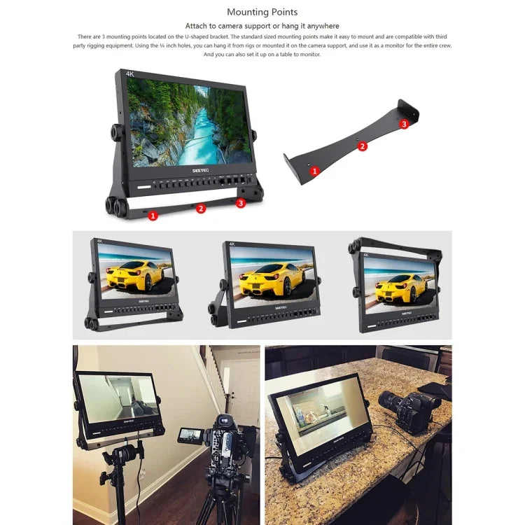 شاشة مراقبة ميدانية SEETEC P133-9HSD بدقة 1920x1080، 13.3 إنش، مستوى بث، Full HD، كاميرا وسائط، P133-9HSD