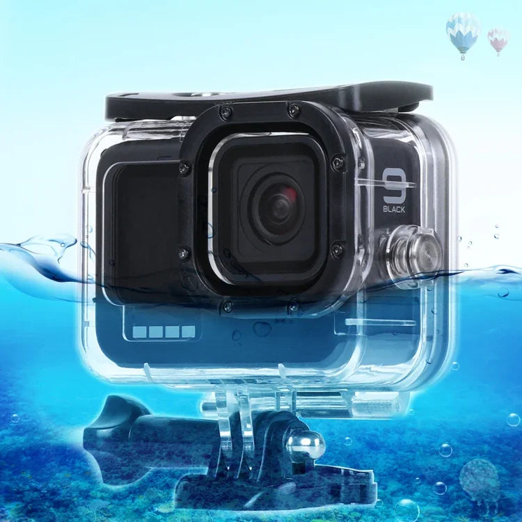 حافظة واقية مقاومة للماء حتى 45 متر مع مشبك وقاعدة تثبيت أساسية وبرغي لكاميرات GoPro HERO10 Black / HERO9 Black، لـ GoPro HERO9 Black