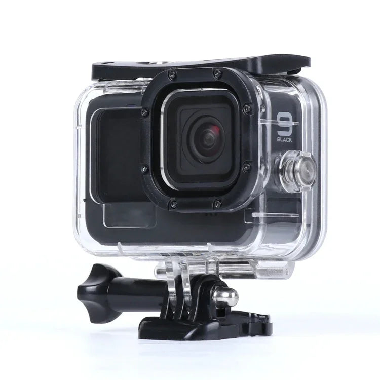 حافظة واقية مقاومة للماء حتى 45 متر مع مشبك وقاعدة تثبيت أساسية وبرغي لكاميرات GoPro HERO10 Black / HERO9 Black، لـ GoPro HERO9 Black