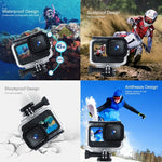حافظة واقية مقاومة للماء حتى 45 متر مع مشبك وقاعدة تثبيت أساسية وبرغي لكاميرات GoPro HERO10 Black / HERO9 Black، لـ GoPro HERO9 Black