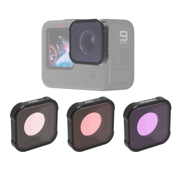 فلتر عدسة ملون غوص JSR KB Series (أحمر، أرجواني، وردي) لكاميرات GoPro HERO13 Black /12 Black /11 Black /10 Black /9 Black، فلتر ألوان 3 في 1