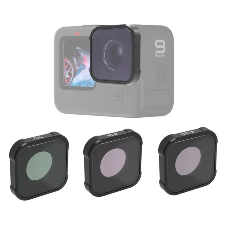 فلتر عدسة CPL+ND8+ND16 من سلسلة JSR KB لكاميرات GoPro HERO13 Black /12 Black /11 Black /10 Black /9 Black، 3 في 1