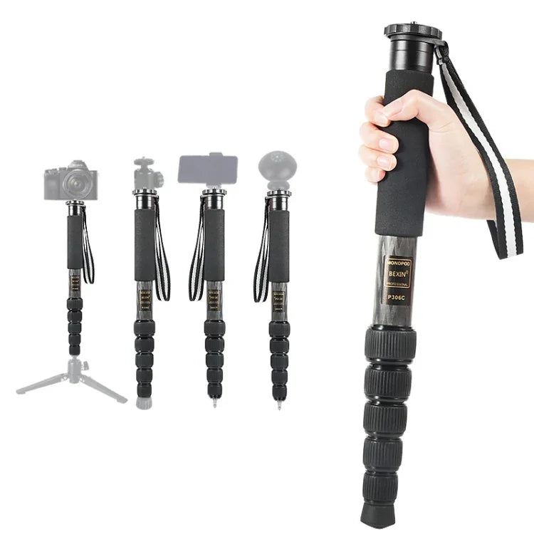 حامل أحادي من ألياف الكربون لكاميرا DSLR محمولة للسفر في الهواء الطلق BEXIN P306C، P306C