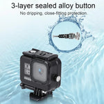 غطاء حماية مقاوم للماء حتى 45 متر لجهاز GoPro HERO8 Black مع إبزيم، قاعدة تثبيت أساسية، برغي، فلاتر (بنفسجي، أحمر، وردي)، مقبض عائم، حزام، وملحقات مضادة للضباب، غطاء أسود لـ HERO8 + فلاتر
