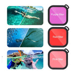 غطاء حماية مقاوم للماء حتى 45 متر لجهاز GoPro HERO8 Black مع إبزيم، قاعدة تثبيت أساسية، برغي، فلاتر (بنفسجي، أحمر، وردي)، مقبض عائم، حزام، وملحقات مضادة للضباب، غطاء أسود لـ HERO8 + فلاتر