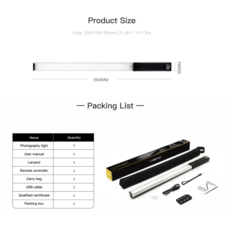 مصباح فيديو LED LUXCeO Q508S بدرجة حرارة لون مزدوجة 1000 لومن، ضوء تعبئة يدوي مع إضاءة فلاش، Q508S