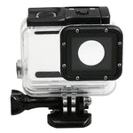 غطاء حماية مقاوم للماء حتى 30 متر لجهاز GoPro HERO5 مصنوع من PC و ABS + غطاء خلفي لمسية مع إبزيم، قاعدة تثبيت أساسية، برغي طويل، حجم الغطاء الخلفي: 7 × 6 سم، غطاء حماية