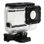 غطاء حماية مقاوم للماء حتى 30 متر لجهاز GoPro HERO5 مصنوع من PC و ABS + غطاء خلفي لمسية مع إبزيم، قاعدة تثبيت أساسية، برغي طويل، حجم الغطاء الخلفي: 7 × 6 سم، غطاء حماية