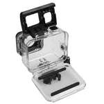 غطاء حماية مقاوم للماء حتى 30 متر لجهاز GoPro HERO5 مصنوع من PC و ABS + غطاء خلفي لمسية مع إبزيم، قاعدة تثبيت أساسية، برغي طويل، حجم الغطاء الخلفي: 7 × 6 سم، غطاء حماية